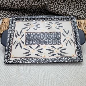 Decorative Black and White Floral Serving Tray - Handcrafted Home Other